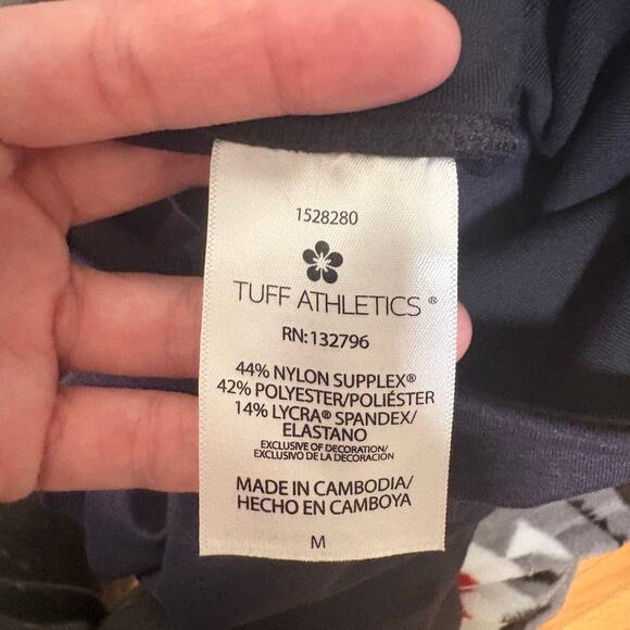 Tuff Athletics Navy Burnout Cropped High Rise Leggings Pockets Medium Activewear - Picture 7 of 8